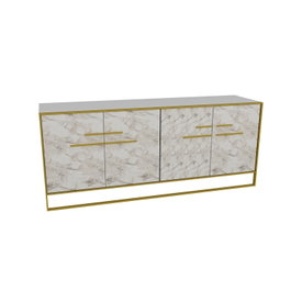 Hanah Home Polka - White Consola de Mármol Dorado y Blanco